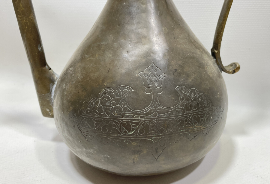 İKİ TARAFI KALEM İŞÇİLİKLİ OSMANLI DÖNEMİ BAKIR İBRİK