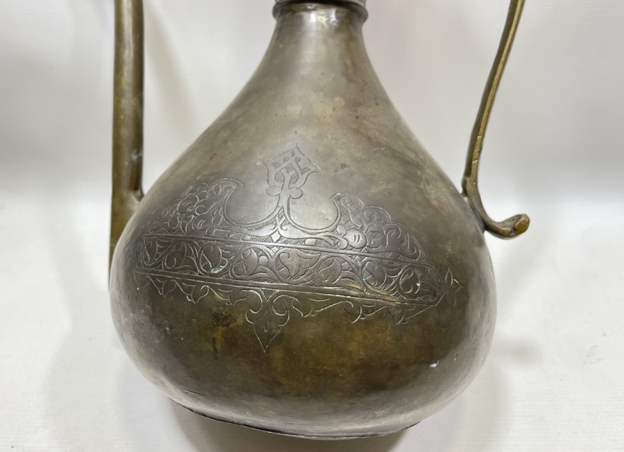 İKİ TARAFI KALEM İŞÇİLİKLİ OSMANLI DÖNEMİ BAKIR İBRİK