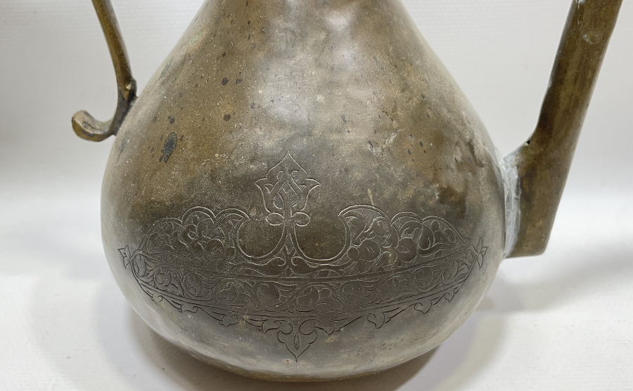 İKİ TARAFI KALEM İŞÇİLİKLİ OSMANLI DÖNEMİ BAKIR İBRİK