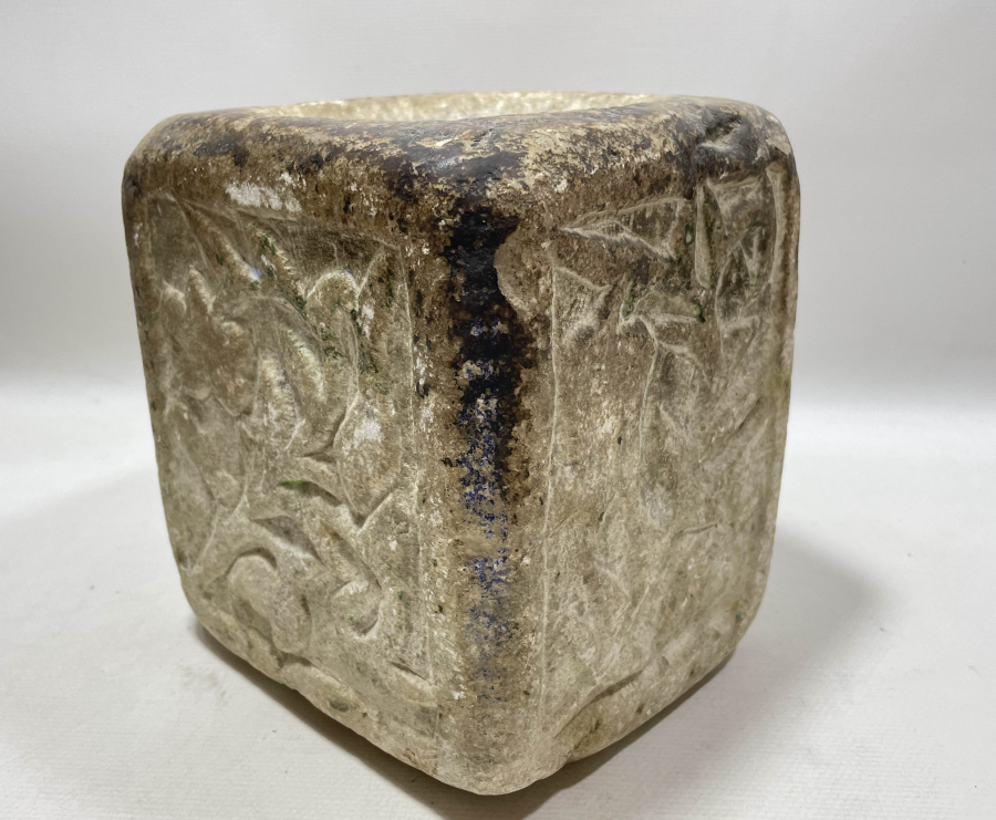 OSMANLI DÖNEMİ ÜZERİ İŞLEMELİ 1913 TARİHLİ MERMER DİBEK