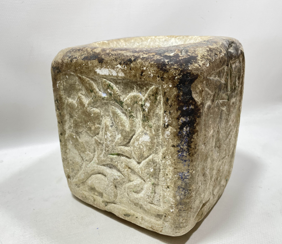 OSMANLI DÖNEMİ ÜZERİ İŞLEMELİ 1913 TARİHLİ MERMER DİBEK