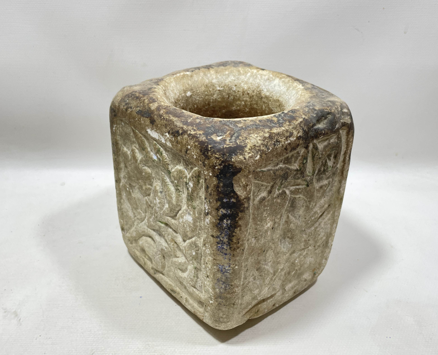 OSMANLI DÖNEMİ ÜZERİ İŞLEMELİ 1913 TARİHLİ MERMER DİBEK