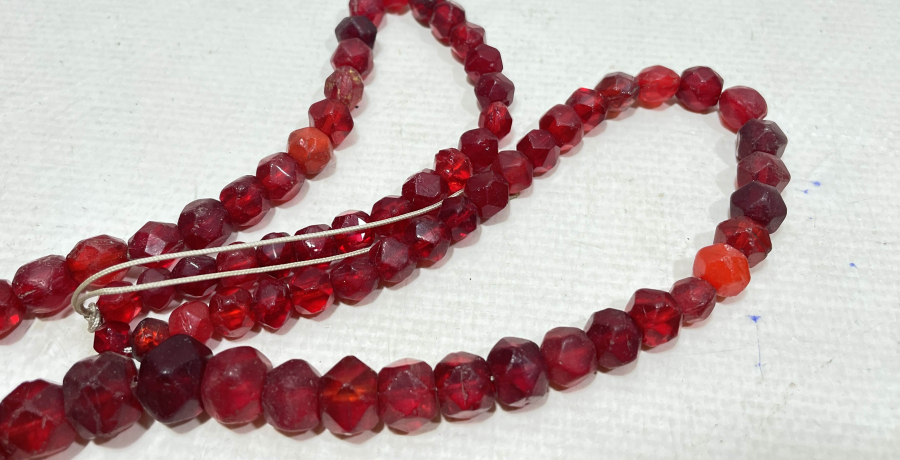 OSMANLI DÖNEMİ FASETA KESİMLİ YÖRÜK İŞİ AKİK GERDANLIK - KOLYE 