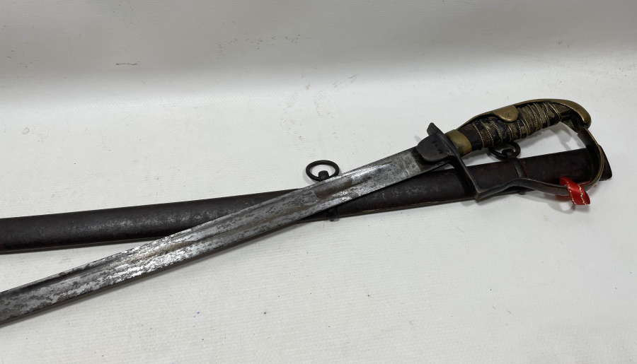 OSMANLI DÖNEMİ ÖZEL YAPIM TOPÇU AMBLEMLİ ÇOK NADİR SUBAY KILICI - İLK KEZ GÖRÜLÜYOR