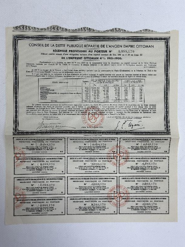 OSMANLI DEVLETİ BORÇLANMA HİSSE SENEDİ 