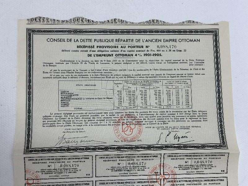 OSMANLI DEVLETİ BORÇLANMA HİSSE SENEDİ 