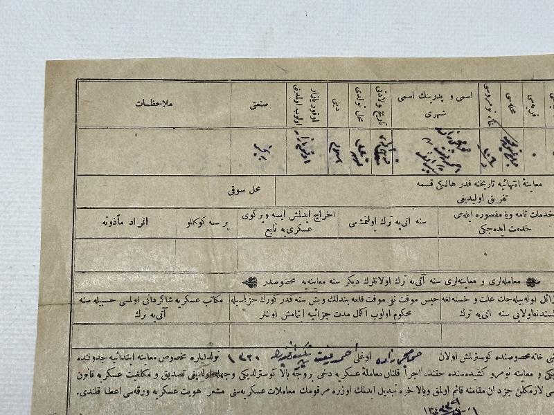 OSMANLICA ASKERİ BELGE