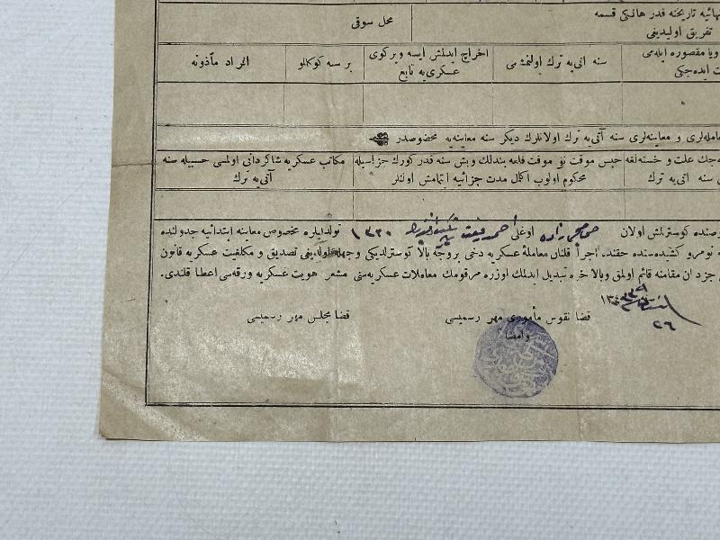 OSMANLICA ASKERİ BELGE