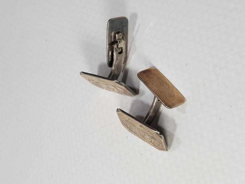 C - A İNİSİYALLİ ANTİKA GÜMÜŞ KOL DÜĞMELERİ 