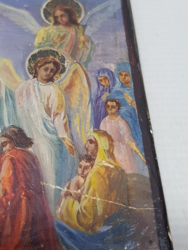 OSMANLI DÖNEMİ RUM İŞİ EL BOYAMA AHŞAP İKONA