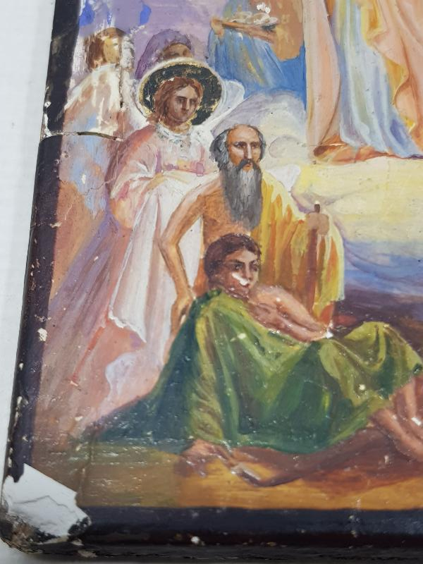 OSMANLI DÖNEMİ RUM İŞİ EL BOYAMA AHŞAP İKONA