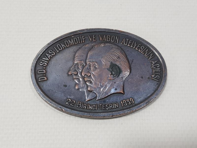 T.C.D.D. 1939 SİVAS LOKOMOTİF VE VAGON ATELYESİNİN AÇILIŞI ANISINA BASILMIŞ NADİR MADALYA