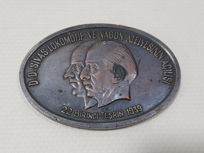 T.C.D.D. 1939 SİVAS LOKOMOTİF VE VAGON ATELYESİNİN AÇILIŞI ANISINA BASILMIŞ NADİR MADALYA
