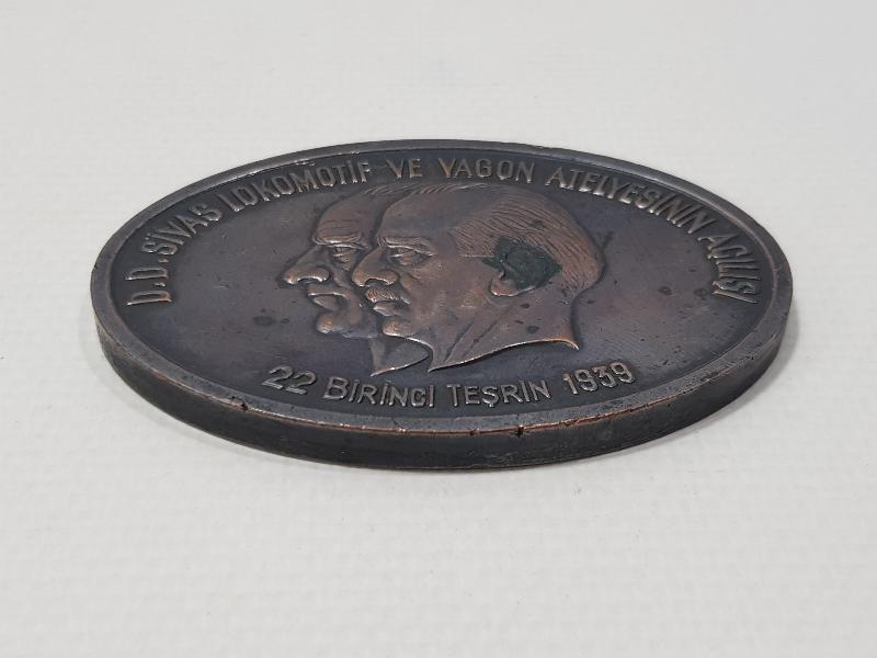T.C.D.D. 1939 SİVAS LOKOMOTİF VE VAGON ATELYESİNİN AÇILIŞI ANISINA BASILMIŞ NADİR MADALYA