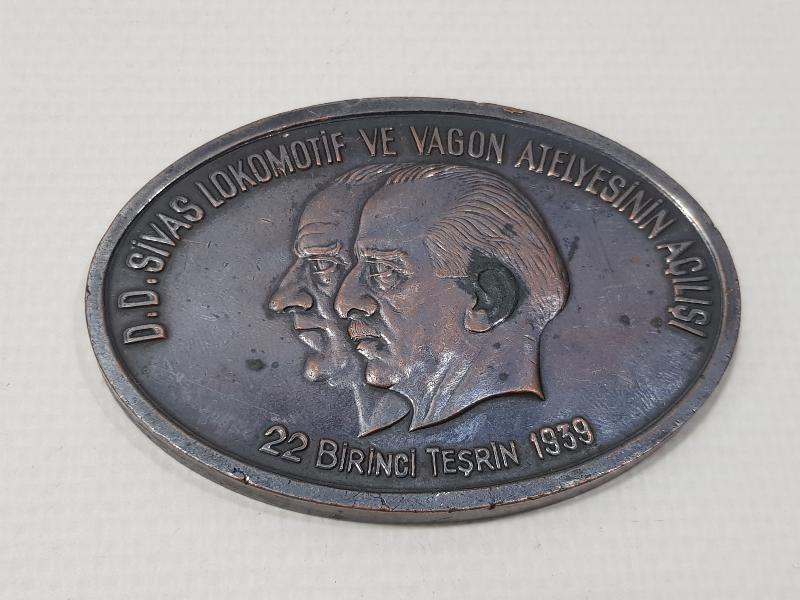 T.C.D.D. 1939 SİVAS LOKOMOTİF VE VAGON ATELYESİNİN AÇILIŞI ANISINA BASILMIŞ NADİR MADALYA