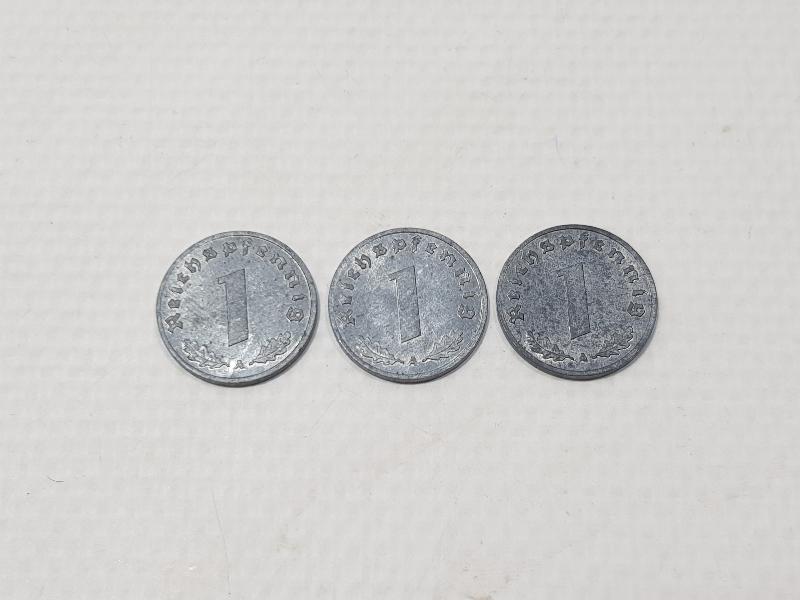 1942 TARİHLİ NAZİ ALMANYASI 3 ADET 1 PFENNIG 