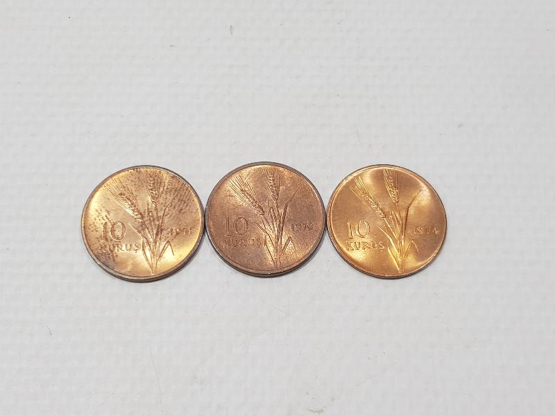 1971, 1972 VE 1973 TARİHLİ 10 KURUŞ HATIRA PARA LOTU