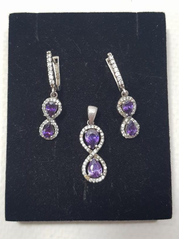 AMETİST TAŞLI GÜMÜŞ TAKI SETİ 