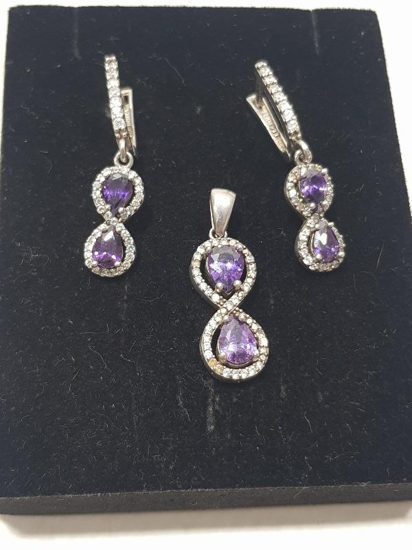 AMETİST TAŞLI GÜMÜŞ TAKI SETİ 