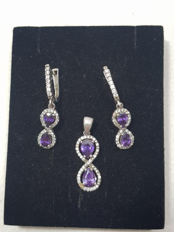 AMETİST TAŞLI GÜMÜŞ TAKI SETİ 