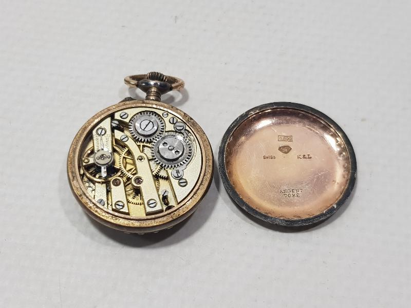 ANTİKA GÜMÜŞ KASA ÜZERİ ALTIN ÇAKMA, İNCİLİ VE MİNELİ ÇOK NADİR ZENNE CEP SAATİ 