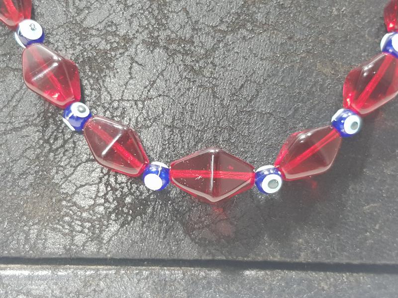 ANTİKA YÖRÜK TÜRKMEN İŞİ BEYKOZ CAM GERDANLIK 