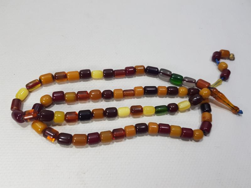 ANTİKA ÇEŞİTLİ KATALİN HABBELERDEN YAPILMIŞ İKİ ADET TESPİH