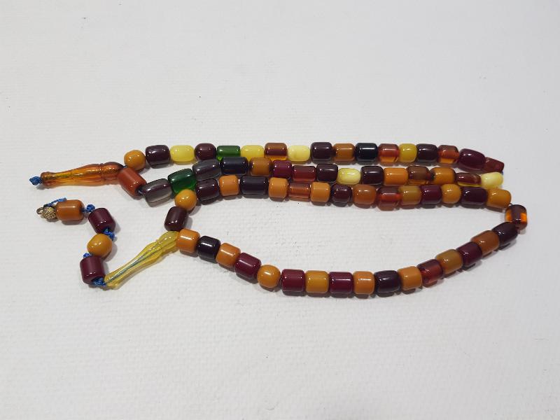 ANTİKA ÇEŞİTLİ KATALİN HABBELERDEN YAPILMIŞ İKİ ADET TESPİH