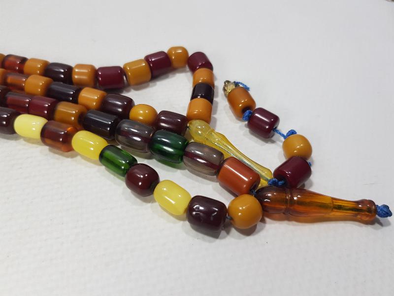 ANTİKA ÇEŞİTLİ KATALİN HABBELERDEN YAPILMIŞ İKİ ADET TESPİH