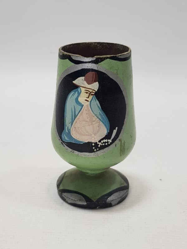 MEVLANA VE SEMAZEN KONULU EL BOYAMA AHŞAP KADEH