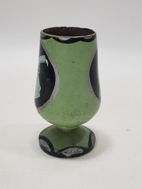 MEVLANA VE SEMAZEN KONULU EL BOYAMA AHŞAP KADEH