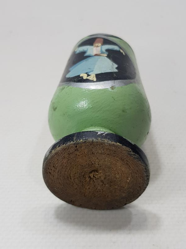 MEVLANA VE SEMAZEN KONULU EL BOYAMA AHŞAP KADEH