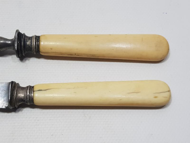 OSMANLI DÖNEMİ FİL DİŞİ SAPLI SERVİS ÇATAL BIÇAĞI