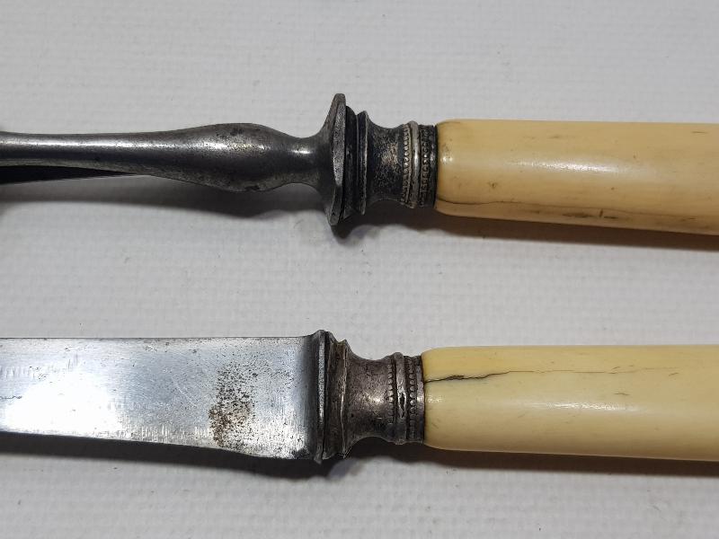 OSMANLI DÖNEMİ FİL DİŞİ SAPLI SERVİS ÇATAL BIÇAĞI