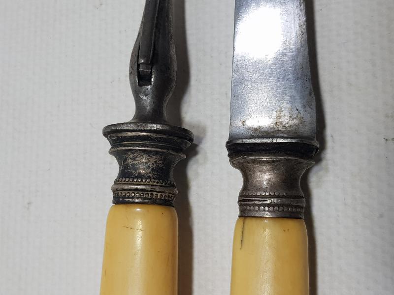 OSMANLI DÖNEMİ FİL DİŞİ SAPLI SERVİS ÇATAL BIÇAĞI