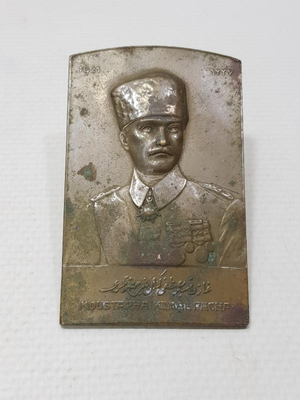 1921 ANKARA ANLAŞMASI ANISINA BASILAN OSMANLICA - FRANSIZCA GAZİ MUSTAFA KEMAL PAŞA YAZILI ÇOK NADİR PLAKET MADALYA