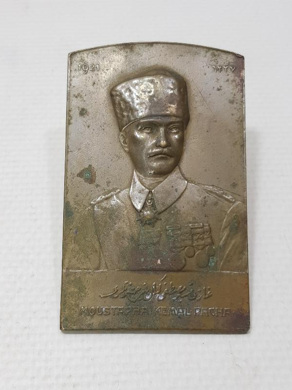 1921 ANKARA ANLAŞMASI ANISINA BASILAN OSMANLICA - FRANSIZCA GAZİ MUSTAFA KEMAL PAŞA YAZILI ÇOK NADİR PLAKET MADALYA