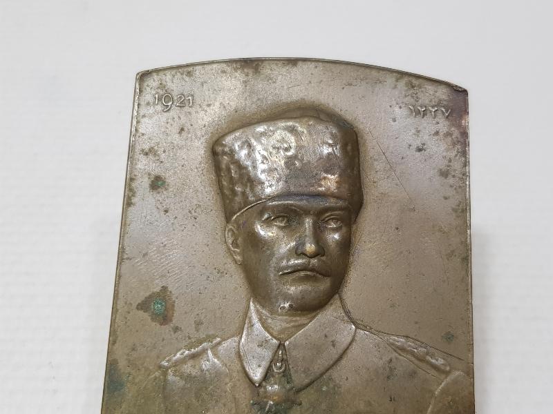 1921 ANKARA ANLAŞMASI ANISINA BASILAN OSMANLICA - FRANSIZCA GAZİ MUSTAFA KEMAL PAŞA YAZILI ÇOK NADİR PLAKET MADALYA