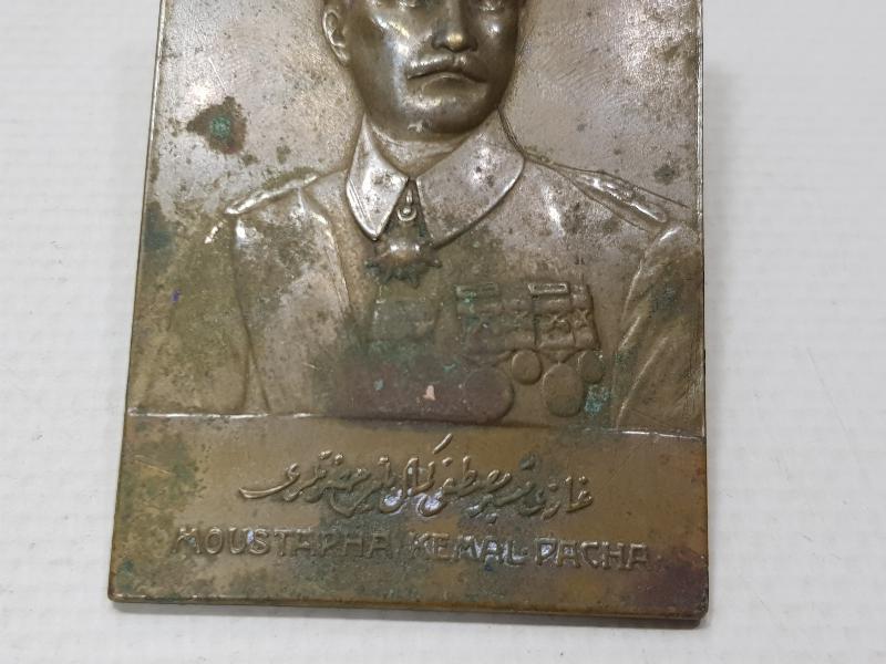 1921 ANKARA ANLAŞMASI ANISINA BASILAN OSMANLICA - FRANSIZCA GAZİ MUSTAFA KEMAL PAŞA YAZILI ÇOK NADİR PLAKET MADALYA