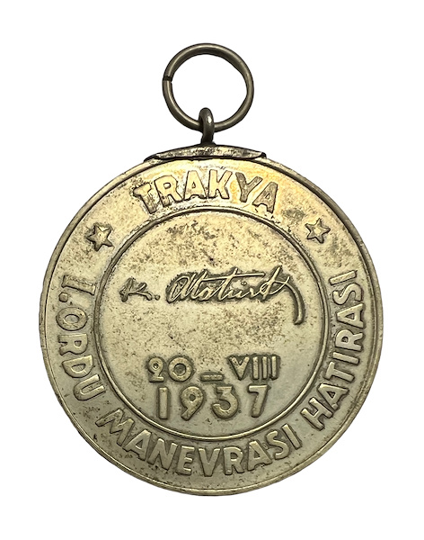 ATATÜRK'ÜN DE KATILDIĞI 1937 TRAKYA 1. ORDU MANEVRASI MADALYASI 