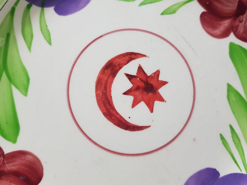 OSMANLI DÖNEMİ AY YILDIZLI NADİR PORSELEN TABAK 