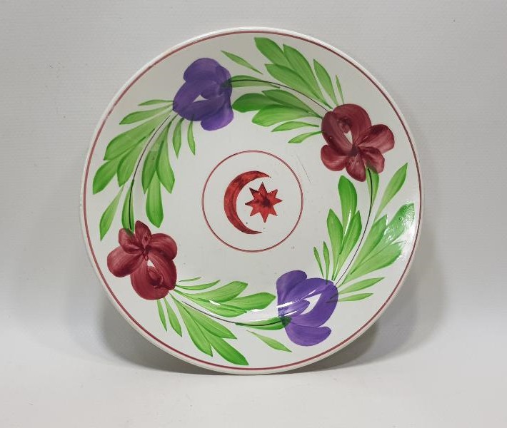 OSMANLI DÖNEMİ AY YILDIZLI NADİR PORSELEN TABAK 