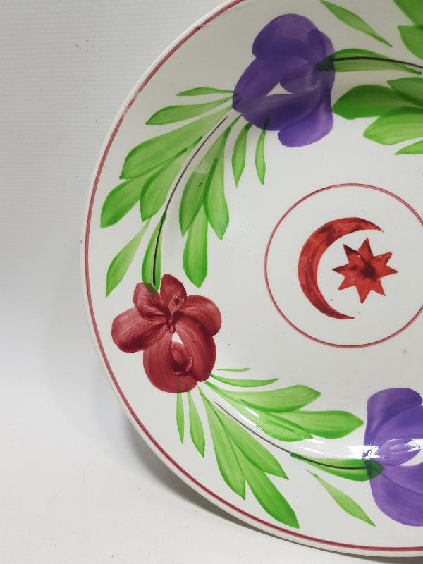 OSMANLI DÖNEMİ AY YILDIZLI NADİR PORSELEN TABAK 