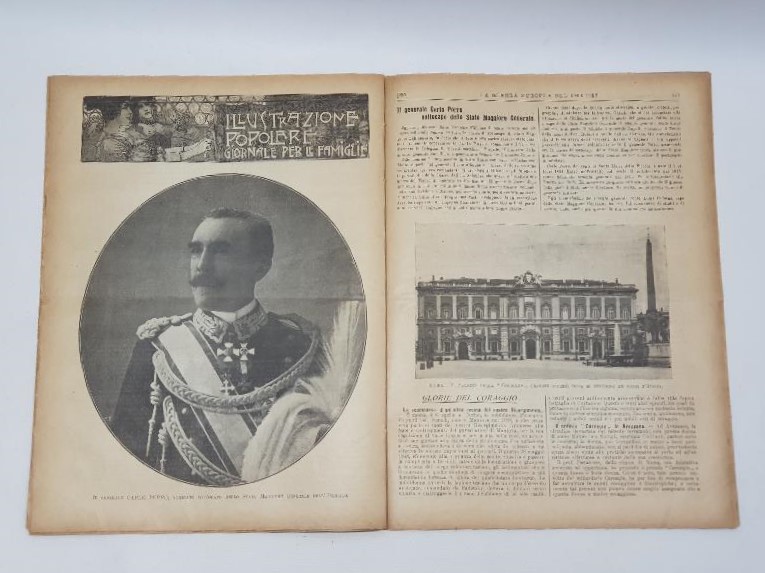 1. DÜNYA SAVAŞI 15 NİSAN 1915 TARİHLİ AVRUPA SAVAŞI DERGİSİ: ÇANAKKALE BOMBARDIMANI SONRASI SARAYDA SULTAN MEHMET REŞAD, ENVER PAŞA VE KOMUTANLAR DUA EDERKEN