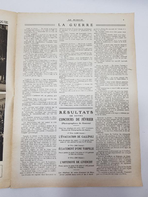 1. DÜNYA SAVAŞI DÖNEMİ 5 MART 1916 TARİHLİ LE MIROIR DERGİSİ: ÇANAKKALE CEPHESİ VE ERZURUM TRABZON RUS İŞGALİ