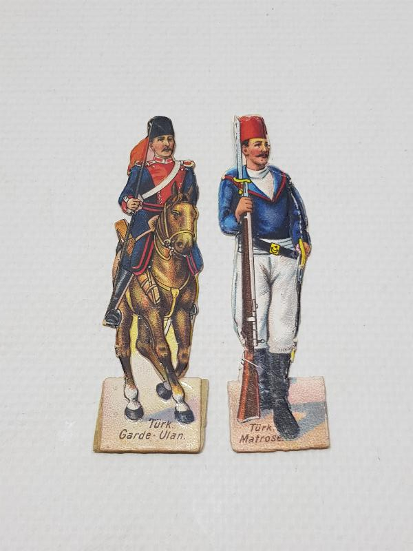 1. DÜNYA SAVAŞI DÖNEMİ ÇOK NADİR OSMANLI SÜVARİ VE DENİZCİ KARTON OYUNCAK ASKERLER