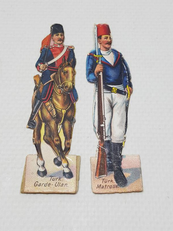 1. DÜNYA SAVAŞI DÖNEMİ ÇOK NADİR OSMANLI SÜVARİ VE DENİZCİ KARTON OYUNCAK ASKERLER