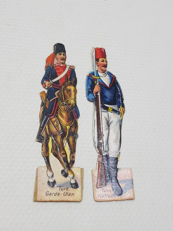 1. DÜNYA SAVAŞI DÖNEMİ ÇOK NADİR OSMANLI SÜVARİ VE DENİZCİ KARTON OYUNCAK ASKERLER
