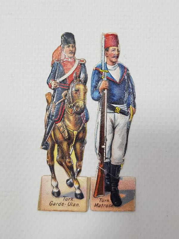 1. DÜNYA SAVAŞI DÖNEMİ ÇOK NADİR OSMANLI SÜVARİ VE DENİZCİ KARTON OYUNCAK ASKERLER