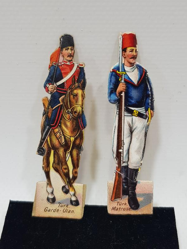 1. DÜNYA SAVAŞI DÖNEMİ ÇOK NADİR OSMANLI SÜVARİ VE DENİZCİ KARTON OYUNCAK ASKERLER
